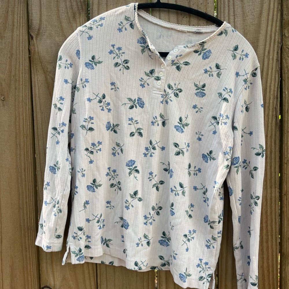 Floral Long Sleeve Henley Shirt